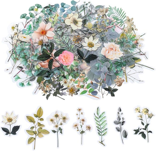 85-Piece Floral Scrapbook Stickers, Self-Adhesive Daisy Camellia | Natural Botanical Designs, Peel-And-Stick, For Journals, Planners, Cards And Diy Crafts