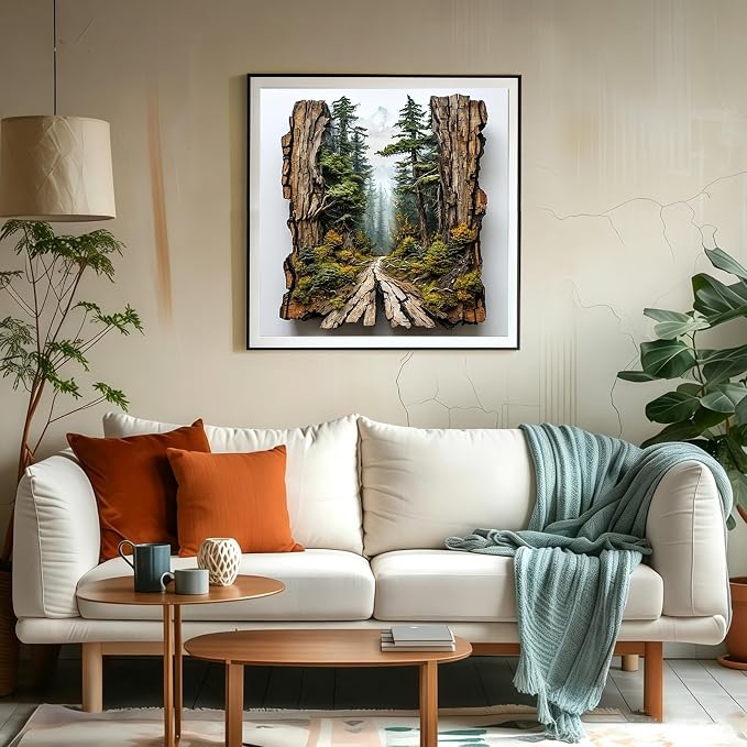 Forest Landscape Diamond Art Kits,5D Diamond Painting for Adult Beginners | DIY Full Drill Round Gem Painting Art for Adults，Home Wall Decor 13.78x13.78 Inch