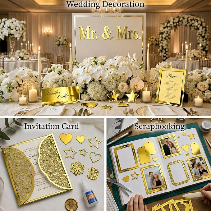 25 Sheets Bright Gold Mirror Cardstock Paper 8.5 x 11 Metallic Shimmer Sheets 250gsm/92lb Heavyweight Scrapbook Paper for Certificates, Invitations, Greeting Cards, Crafts, Graduations