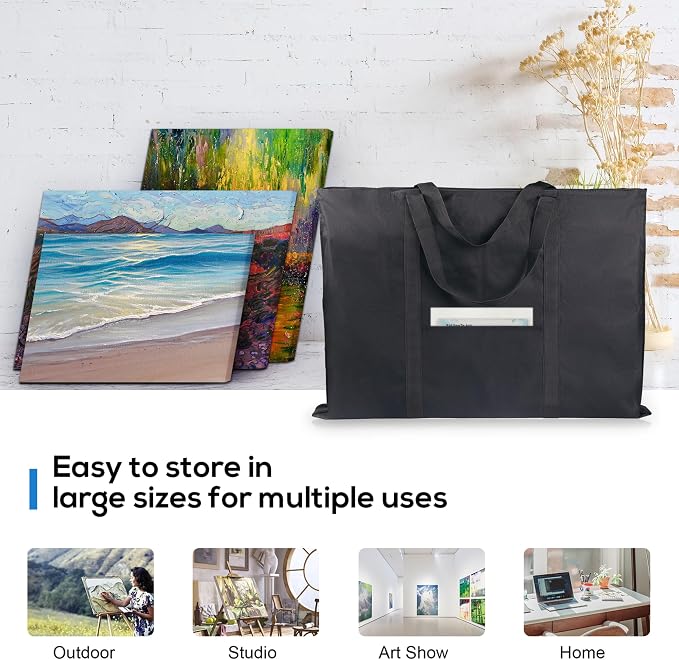 JJRING Dacron Art Portfolio Tote Bag 24'' x 32'' For 23'' x 31'' Black
