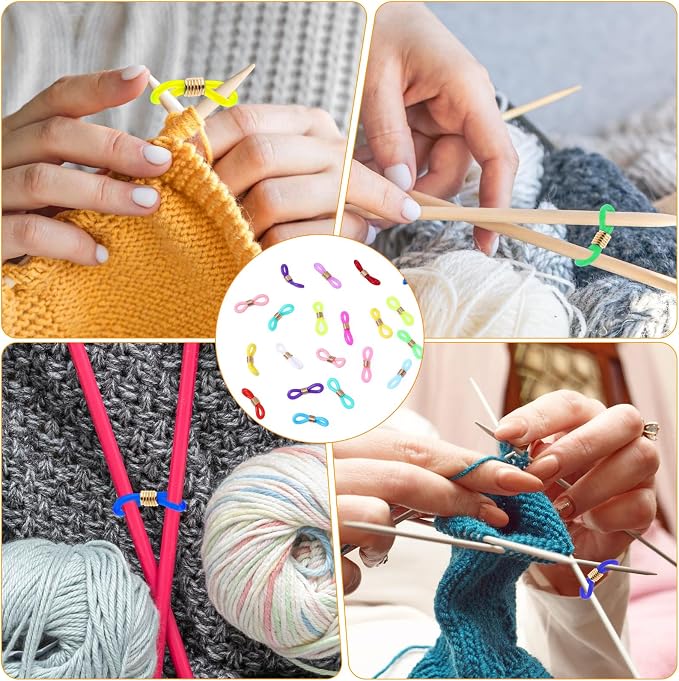 40pcs Knitting Needle Stoppers,Knitting Needle Hugger,Stitch Stopper,Needles Minder Knitting Tools for Needles Prevent Slipping Off Stitch,Knit Accessories,Double Hole Needle Point Protectors