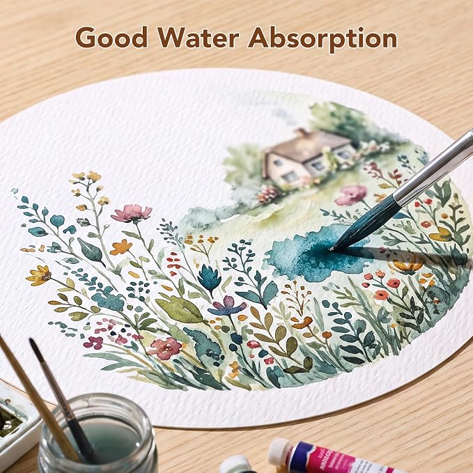 80 Sheets Round Watercolor Paper, 6 Inch, 110 Lb/230 GSM, White