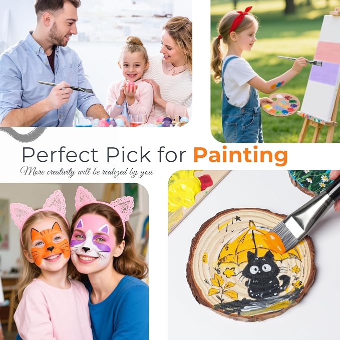 Nicpro 4pcs 1 1/2 Inch Flat Paint Brushes for Acrylic Painting, Large Paint Brushes for Acrylic Watercolor Oil, Artist Big Paint Brush for Canvas Painting, Base Coating, Crafts, Face, Body Art, Adults