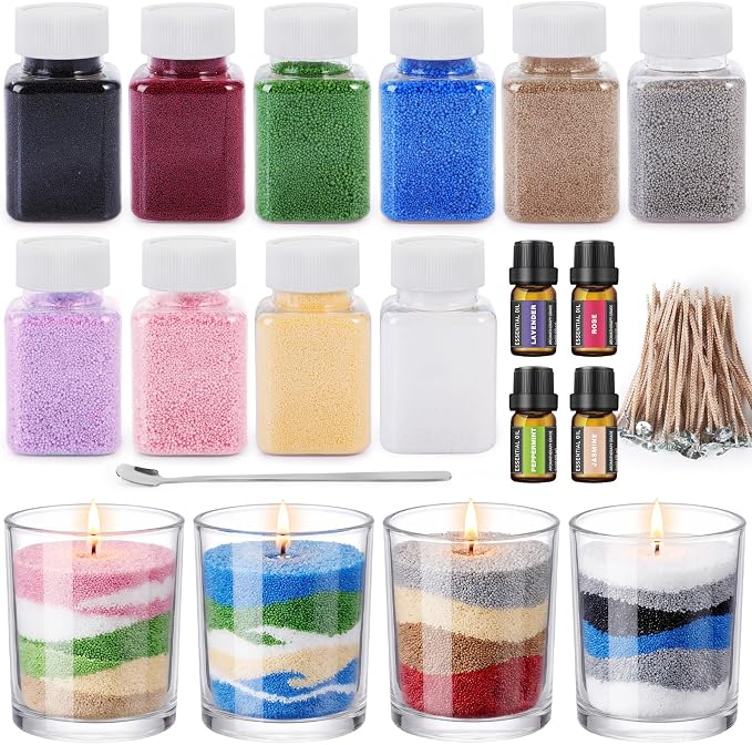 BISWYLBLJ 21 oz Natural Pearled Candle Sand Kit (10 Colors)
