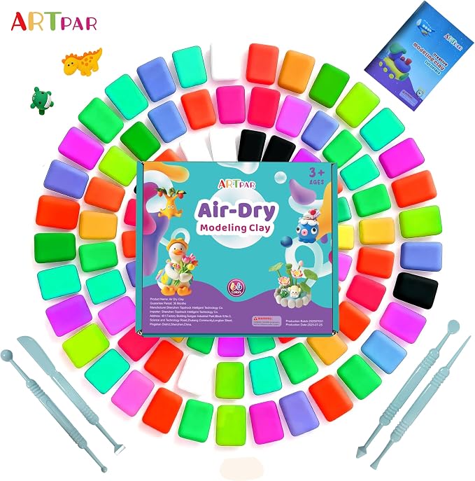ARTPAR Air Dry Clay 66 Colors,Modeling Clay for Kids,DIY Molding Magic Clay