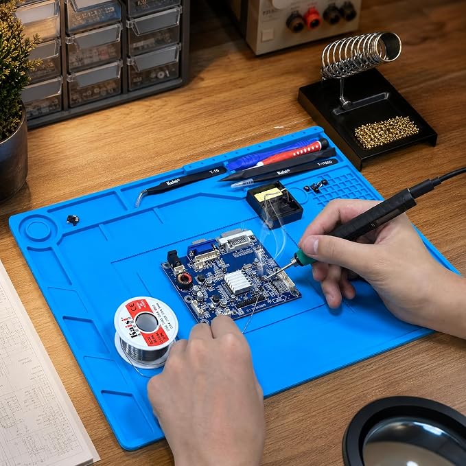 Kaisi Soldering Mat,15.35" x 10.6" Inch Heat Resistant Silicone Work Mat