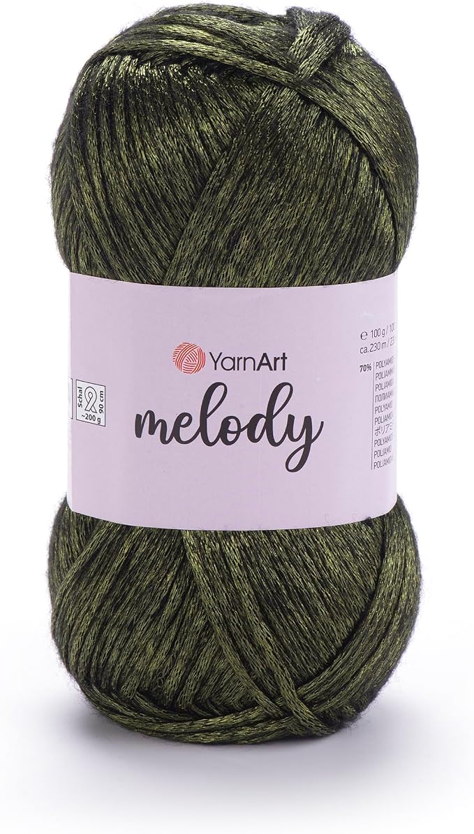 YarnArt Melody Variegated Chainette – Metallic Sheen Fiber for Knitting, Crochet & Embroidery, 100g (3.5 oz) Skein, 230m (251 yd), Premium Blend of 70% Polyamide 21% Acrylic 9% Wool (898)