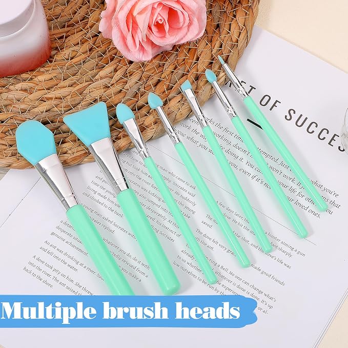 7PCS Silicone Brush Applicator Kit, Resin Brush Applicator UV Resin Brushes Applicators Jelly Brushes Applicators for Cream Makeup Products and Epoxy Art Crafting, Grass Green