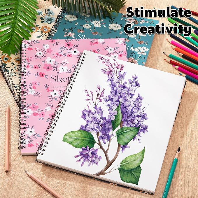 4 Pack Sketch Book for Kids, 8.5 × 11 in, Spiral Bound, 30 Sheets Each | 100gsm Acid-Free Paper, Hardcover with Backboard, Lay-Flat Top Spiral, Ideal for Graphite, Crayon, Charcoal & Colored Pencil