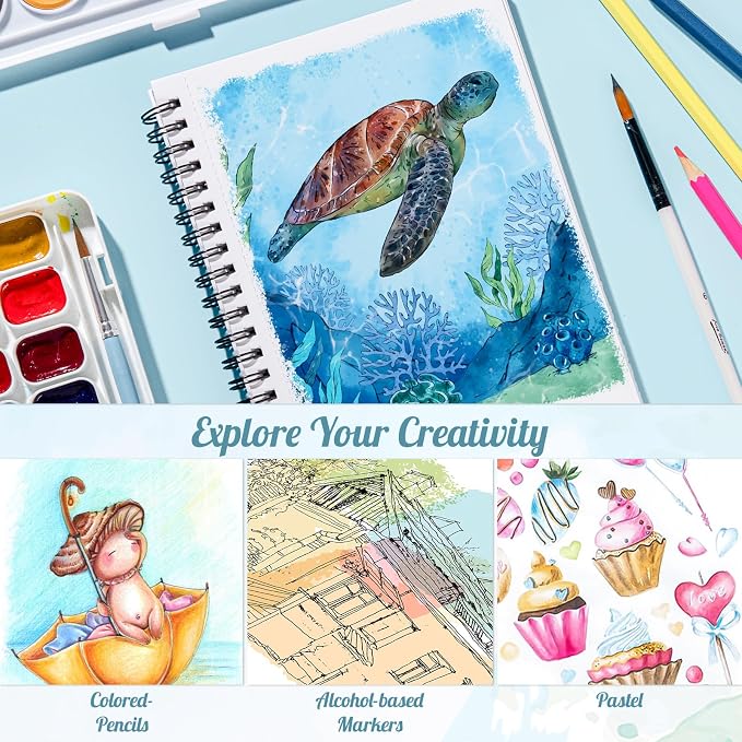 3 Pack Marker Paper Pad 5.5 × 8.5 in, Double-Sided, Spiral Bound