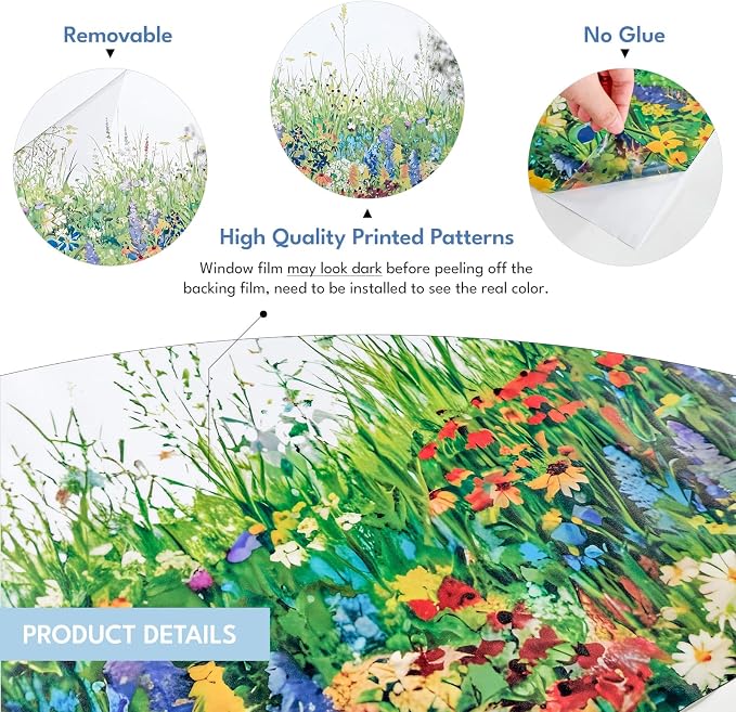 ADD.HERES Stained Glass Window Film, Window Film Decorative, 17.5 x 78.7 in