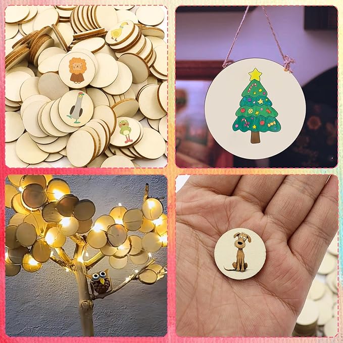100 Pieces 1 Inch Unfinished Wood Circles