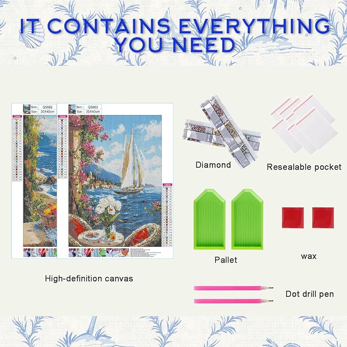 DOTSOPS 2 Pack Landscape Diamond Painting Kits for Adults Round Full Drill | Round Diamond Art Kits Paint by Number for Beginners,Gem Art Painting for Beginner,Home Wall Decor Gift 11.8 x 15.7 Inches