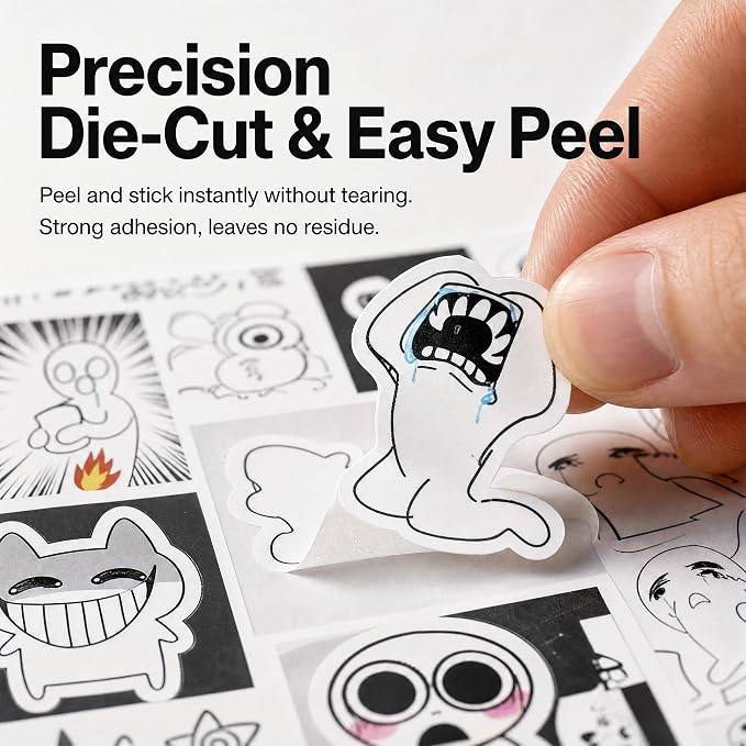 Tmtains Doodle Meme Sticker Book 460+Pcs 36 Sheets Black & White Cute Sticker Book funny meme stickers for Adults Die Cut Vinyl Stickers for ournaling Scrapbooking Phone Laptop Water Bottles DIY Gifts