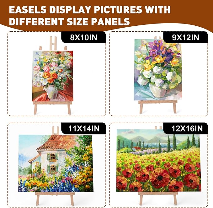 16 Pack 15 Inch Wood Easels, Easel Stand for Painting Canvases and Crafts | Tripod, Painting Party Easel, Kids Student Tabletop Easels for Painting, Portable Canvas Photo Picture Sign Holder