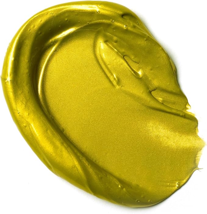 Liquitex BASICS Acrylic Paint, 4-oz Tube, Metallic Yellow Gold | Medium Viscosity, Satin Finish, Lightfast, Fine Art Pigments, Range of Opacities, Easy Blending