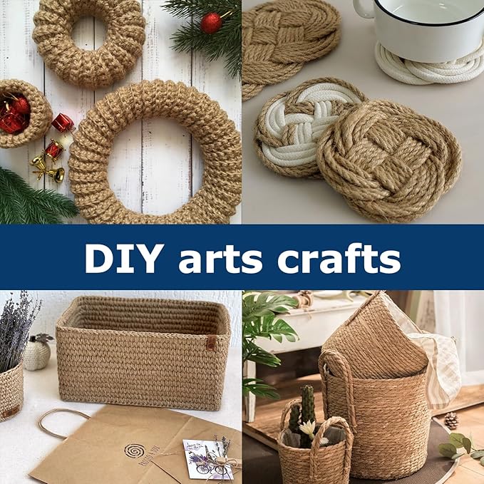Vanhench Jute Twine Rope 4mm X 120FT | For Crafts Projects Cat Scratcher Scratching Post Tree Gift Wrapping Arts Home Decoration Packing Material Christmas