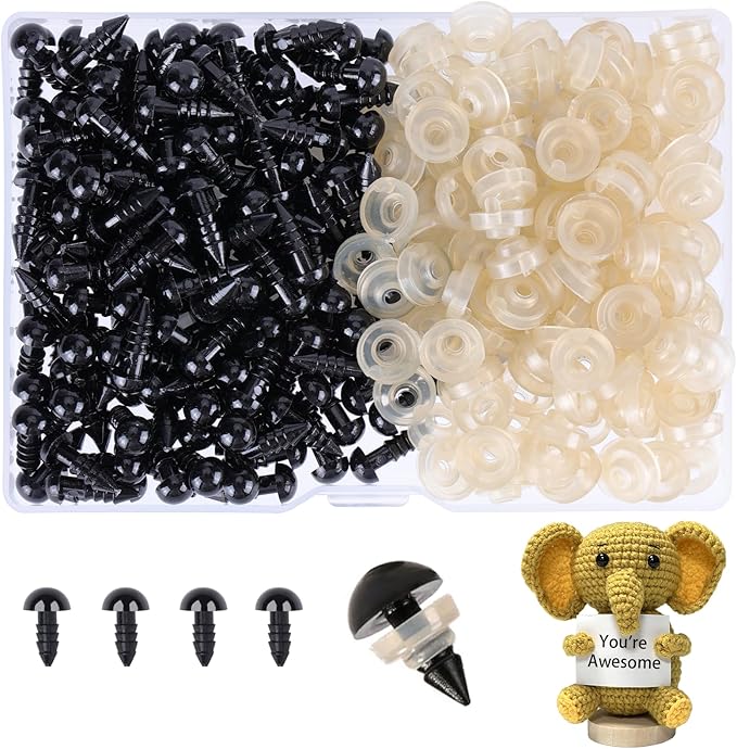 XKDOUS 6mm Safety Eyes, 280pcs Crochet Eyes for Amigurumi | Safety Eyes for Crocheting，Stuffed Animal Doll Eyes for DIY Crafts