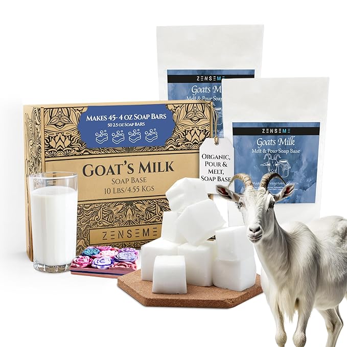 10 LBS Goats Milk Soap Base, Melt and Pour Supplies Kit for Soap Making | SLS/SLES & PEG free | Gentle & Foamy Ingredients | Make Your Own Bulk For Adult Soapmaker - Easy to Cut
