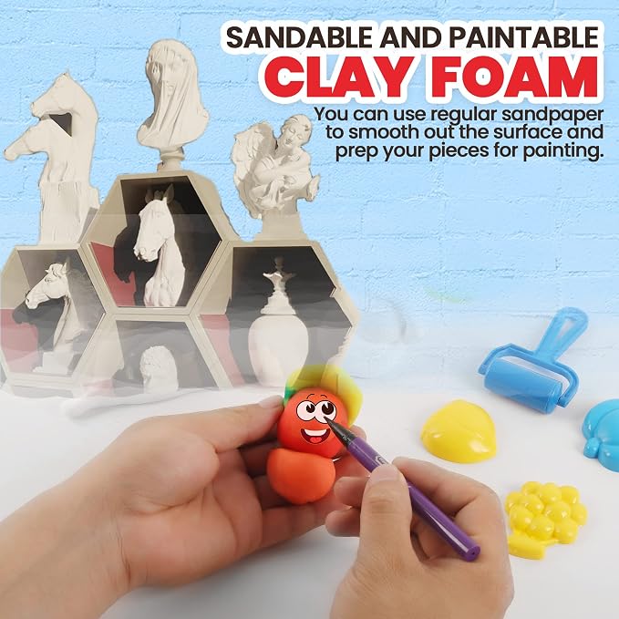 3.3 lbs Moldable Cosplay Foam Clay (White) – High Density and Hiqh Quality for Intricate Designs | Air Dries to Perfection for Cutting with a Knife or Rotary Tool, Sanding or Shaping (Pack of 2)