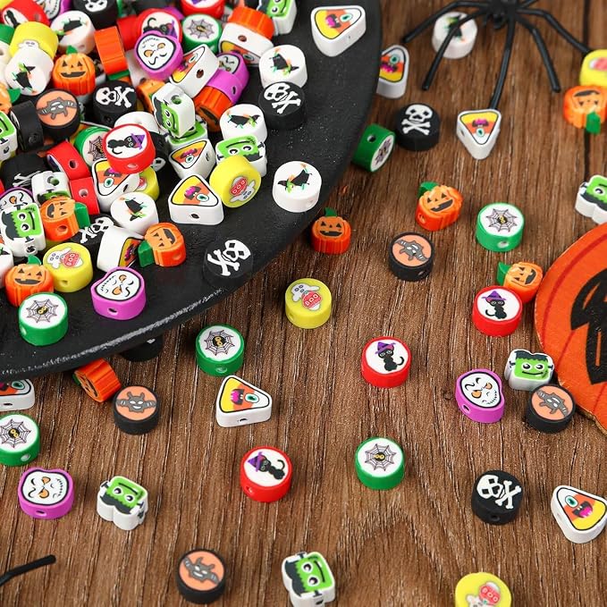 Augshy 300PCS Halloween Polymer Clay Beads for Bracelets Jewelry Making