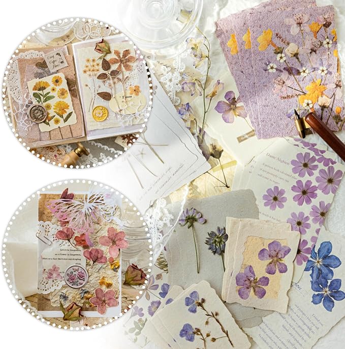 120 Pcs Floral Textured Scrapbook Paper Junk Journal Supplies Stationery