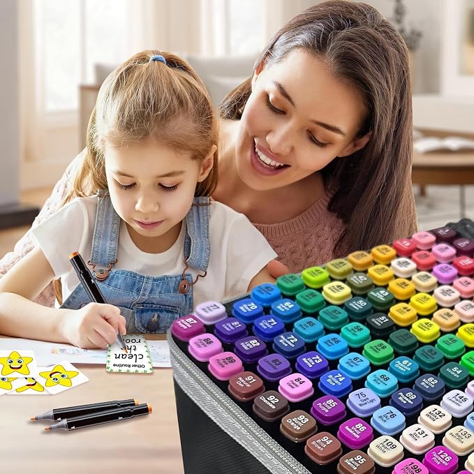 168-Color Dual-Tip Markers Set with Shoulder Bag - Art Markers for Coloring, Drawing & Sketching -Gift for Kids, Teens, Artists