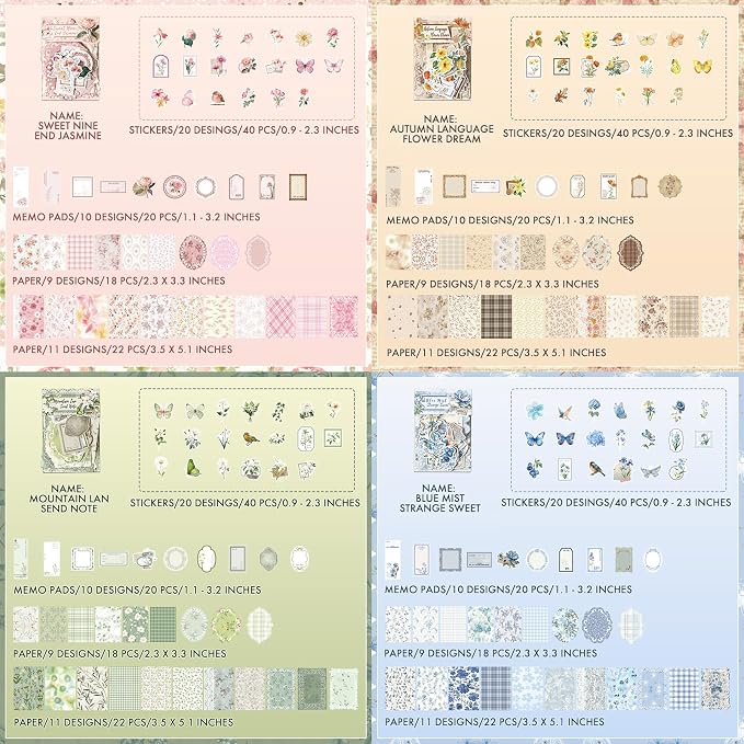 OKUPAN Scrapbook Supplies Kit – 400Pcs Scrapbook Paper & Journal Stickers