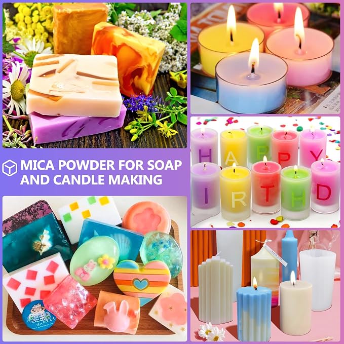 CHANGTIKEJI Mica Powder - 144 Colors - 10g/Bottle of Natural Pigment Powder | for Epoxy Resin, Eye Shadow, Car Freshies, Soap Making, Nail Polish, Candle Making, Bath Bombs