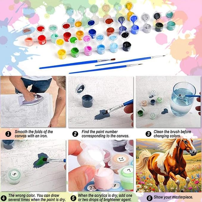 Arttoplus Horse Paint by Numbers Kit for Adults Beginner 16x20 inch | Horse Adult Paint by Number Kits on Canvas, DIY Acrylic Oil Painting by Numbers for Gift Home Wall Decor (Without Frame)