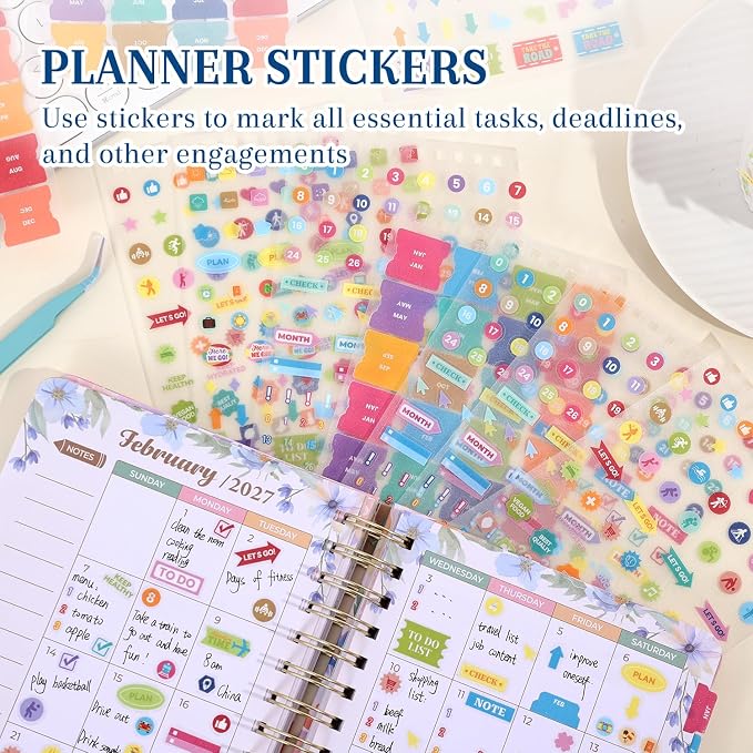 1200+ Monthly Planner Stickers for Women & Men - Aesthetic Happy Planner Accessories Enhance and Streamline Your Planner, Journal and Calendar, PET Material Bullet Journal Sticker Book for Daily Life