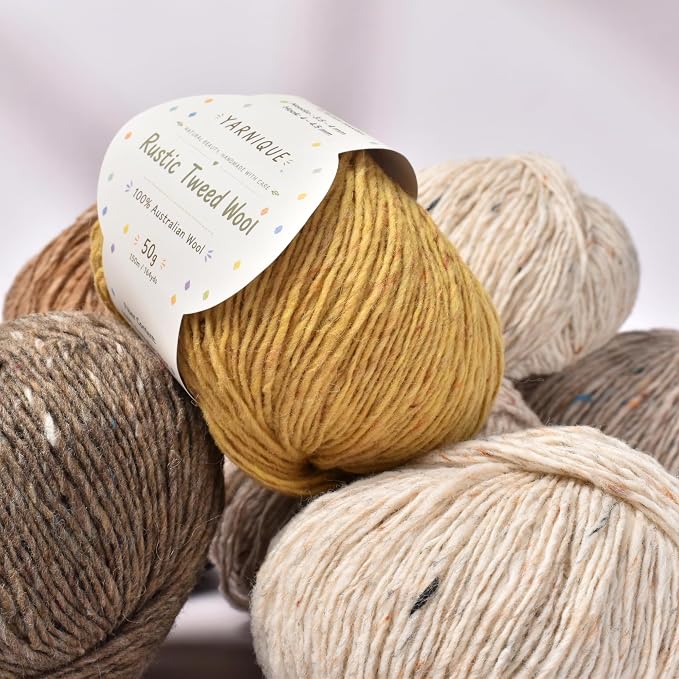 Rustic Tweed Wool Yarn, 1oo% Australian Wool, DK, 4 Skeins 200g/656yds (3165 Autumn Ochre Fleck), Colorful Tweed Yarn | Cozy Wool Texture | Refined Everyday Knits