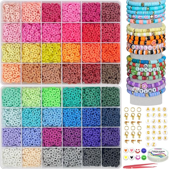 YMSDZHL 7100PCS 48 Color Polymer Clay Beads Friendship Bracelet Making Kit
