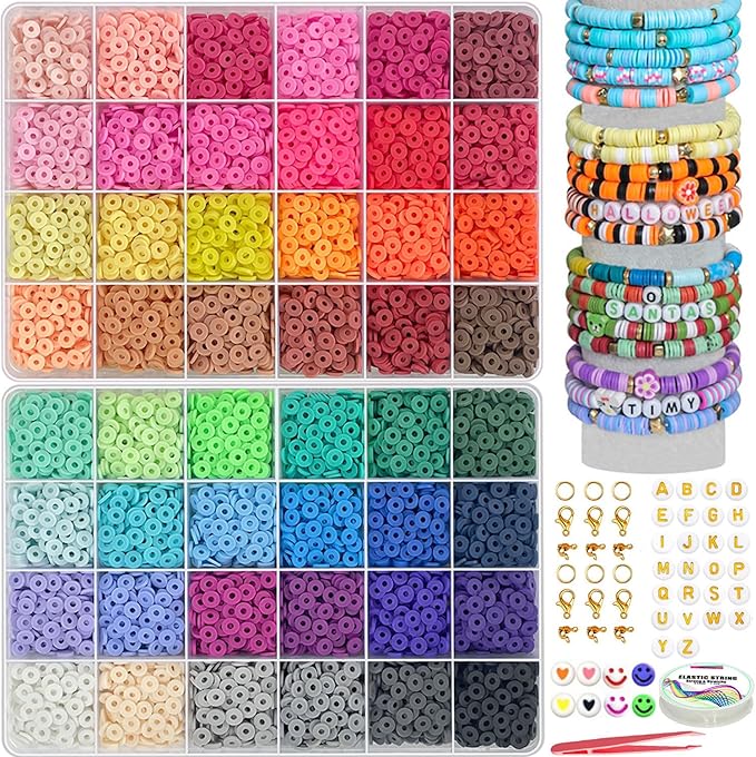 YMSDZHL 7100PCS 48 Color Polymer Clay Beads Friendship Bracelet Making Kit