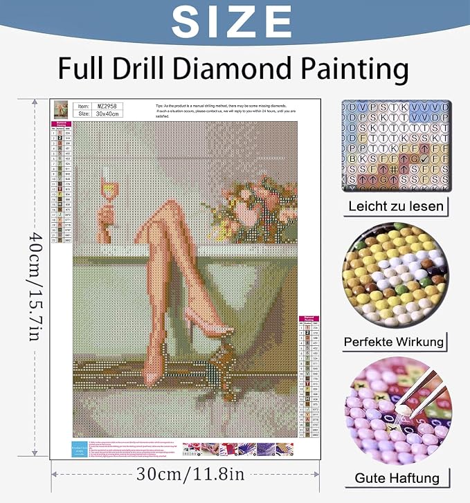 Benjenes Girl Bathroom Diamond Art Kits for Adults Diamond Painting Kits