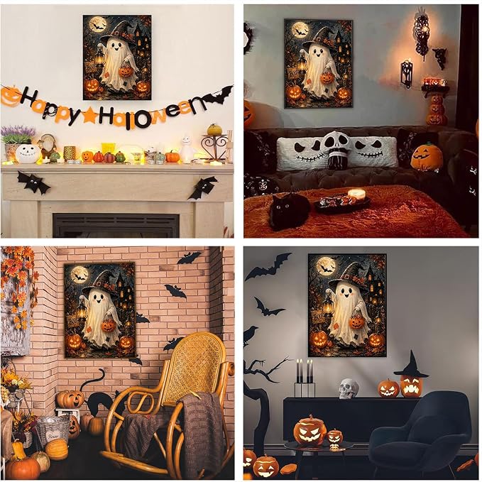 SUJINMEI Ghost Paint by Numbers Kit for Adults Without Frame 16X20 inch | Halloween Adult Paint by Number Kits on Canvas, Halloween Painting by Numbers for Adults, Acrylic Paints for Home Wall Decor