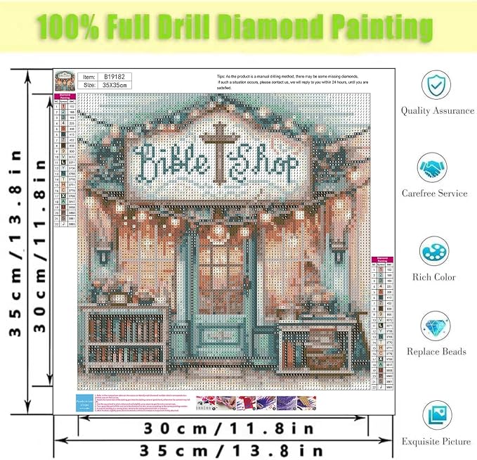 Bible Shop Diamond Art Painting Kits for Adults Beginner,14x14 Inch
