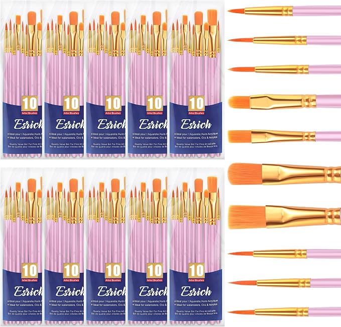 ESRICH 100PCS Paint Brushes, Paint Brush for Acrylic Painting | Artist Paintbrushes for Oil Watercolor, Body Face Rock Canvas, Small Paint Brushes for Kids