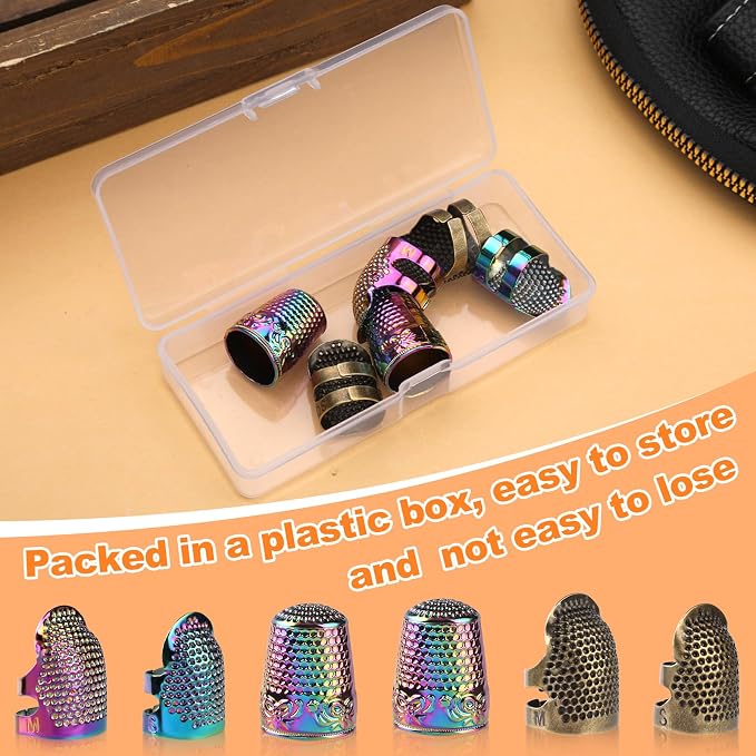 ZMAAGG Thimbles for Hand Sewing, 6 PCS Sewing Thimble, Metal Thimble