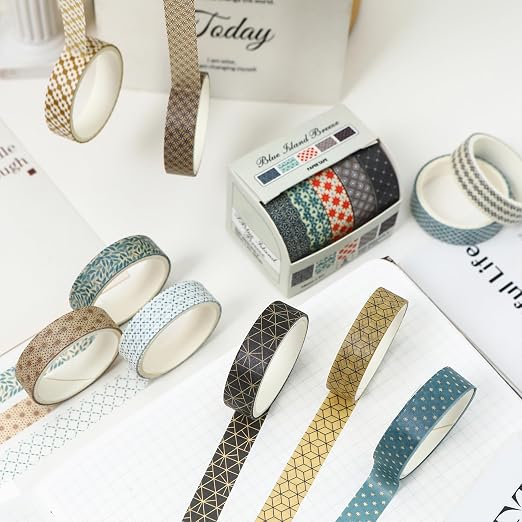 Basic Patterns Washi Tape Set 60 Rolls Geometric Elegance Decorative Skinny Masking Tapes for Arts, DIY Crafts, Journals, Planners, Scrapbook, Wrapping