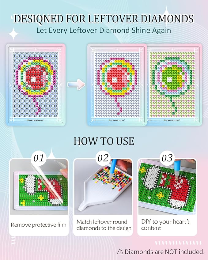 forever young Freestyle Mini Diamond Art Cards, Design A – Round, No Drills
