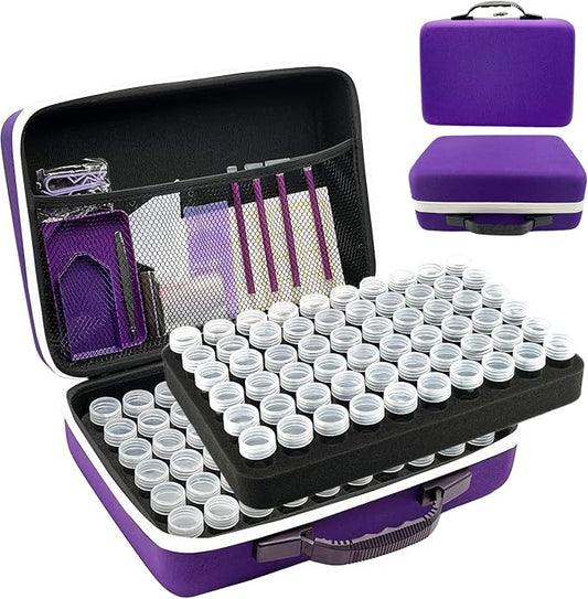 120 Slot Diamond Painting Storage Containers | Purple 120-slot storage box with tools & accessories for diamond art
