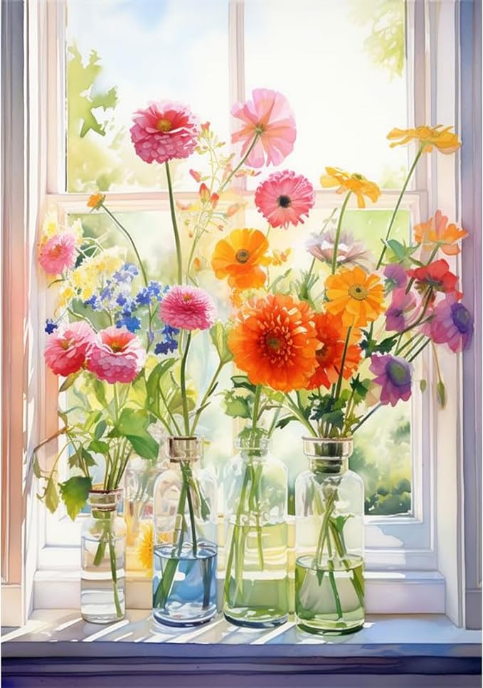 Arttoplus Flowers Paint by Numbers Kit for Adults Beginner 16x20 inch | Flower Adult Paint by Number Kits on Canvas, Flowers Diy Oil Painting by Number for Gift Home Wall Decor (Without Frame)