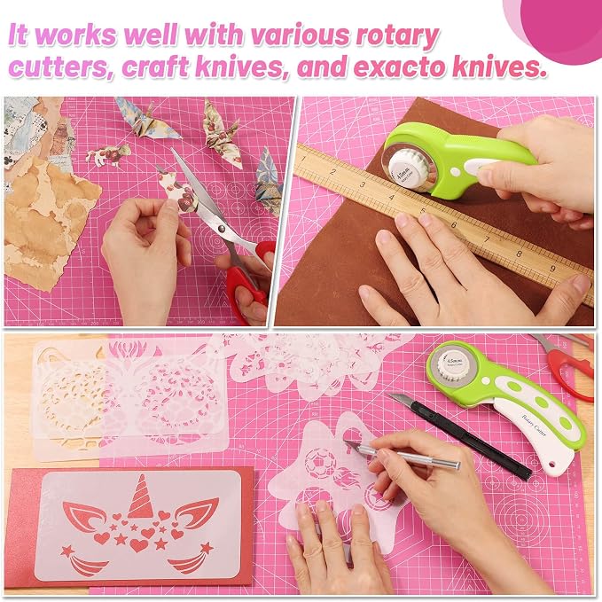 anezus Self Healing Cutting Mat for Rotary Cutting, 17.8" x 11.9", Pink