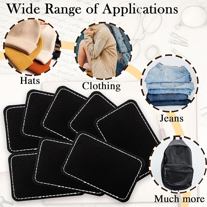 50 Pack Blank Leatherette Hat Patch with Adhesive, Rectangle Laserable Leatherette Patch, Faux Leather Patches for Hats Custom Fabric Repair Sew Laser Supplies (Black to Silver)