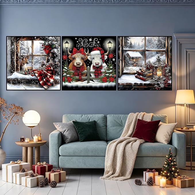 Christmas Diamond Art Kits for Adults, 3 Packs Diamond Art Painting Kits