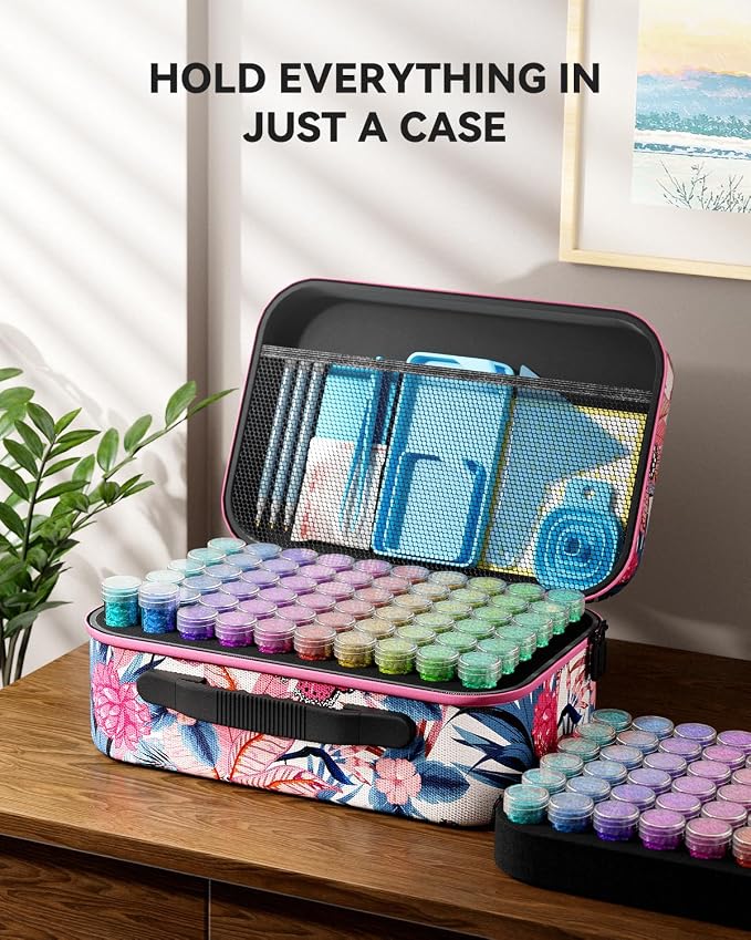 ARTDOT 120 Slots Storage Container for Diamond Art Kits for Adults,Portable Bead Storage Boxes for Diamond Painting Accessories and Tools