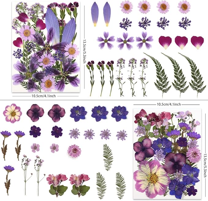 LUXEEASE 100P Purple Dried Pressed Flowers