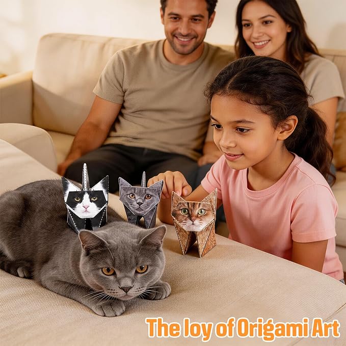 hapray 56 Sheets Cat Origami Paper Kit, Origami Kit for Kids, Origami Book | Easy to Fold DIY Craft for Adults and Kids Ages 8-12, Origami Paper Kits Desk Decoration with Video Tutorial, Cat Lover Gift