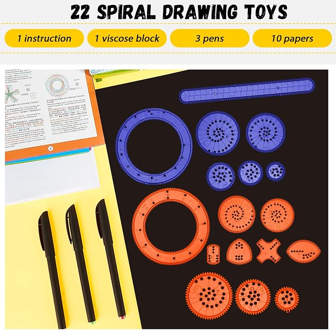 Chivao Spiral Art Kit Circle Stencils Drawing Tool Geometric Ruler,Elegant
